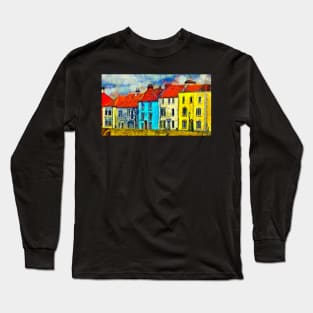 Hartlepool Seafront Houses Van Gogh Style Long Sleeve T-Shirt